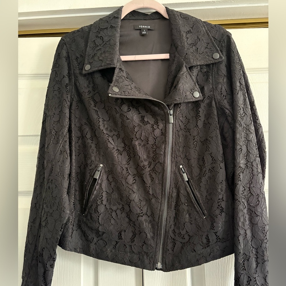 Torrid Lace Asymmetrical Moto Jacket - 1